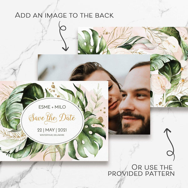 Loblolly Creative Digital Template Modern Tropical Save the Date Card