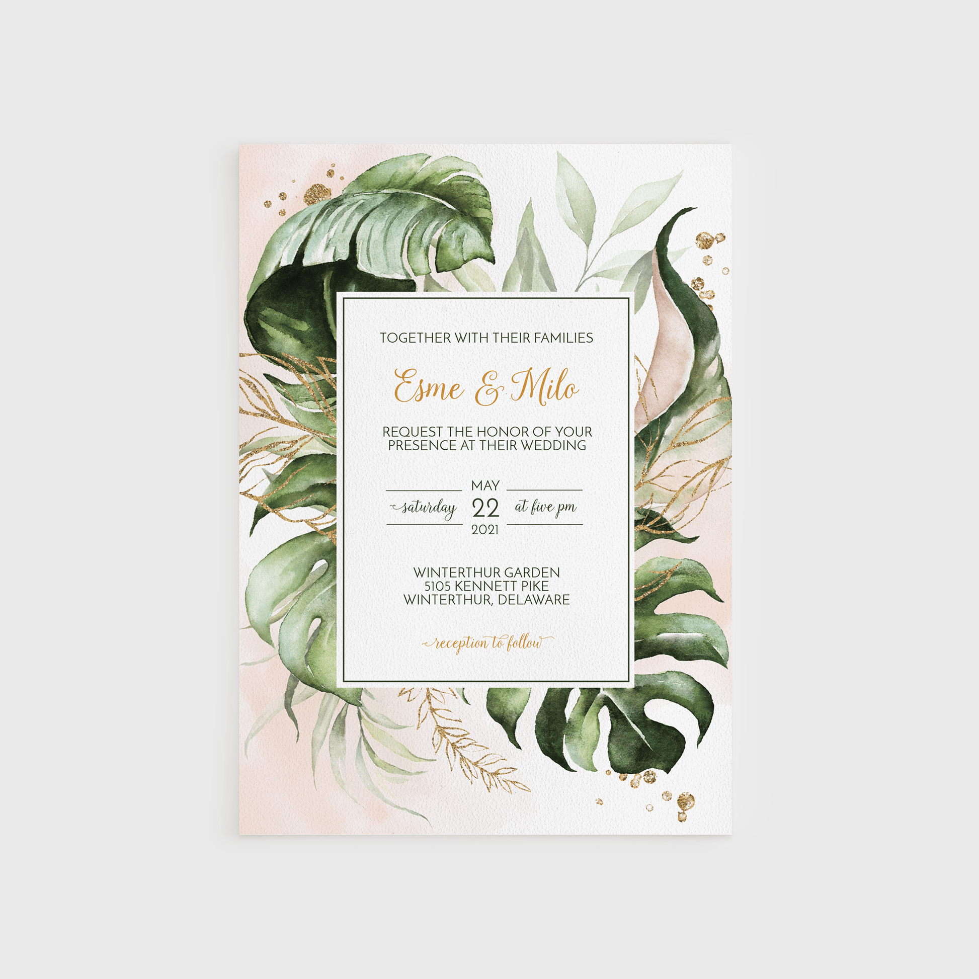 Loblolly Creative Digital Template Modern Tropical Wedding Invitation