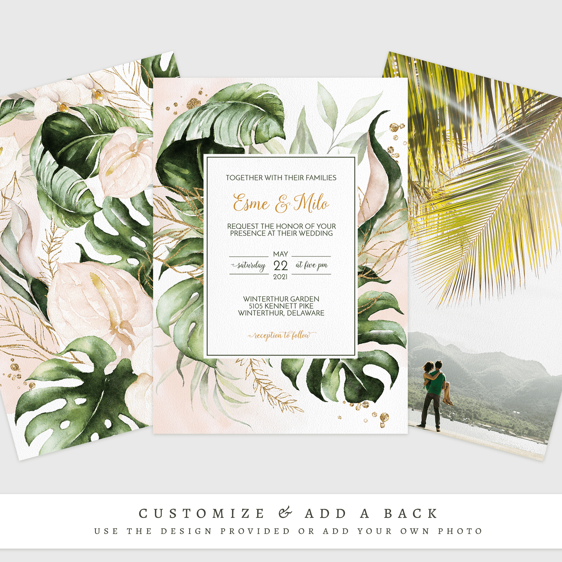 Loblolly Creative Digital Template Modern Tropical Wedding Invitation