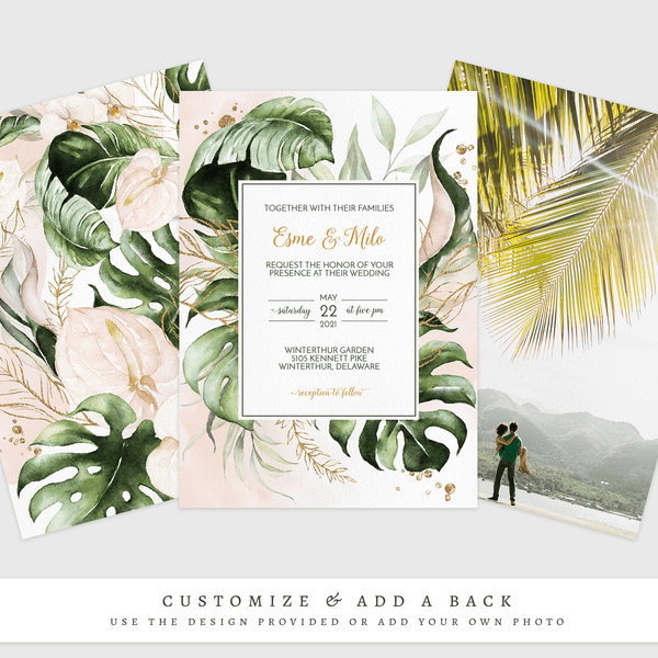 Loblolly Creative Digital Template Modern Tropical Wedding Invitation