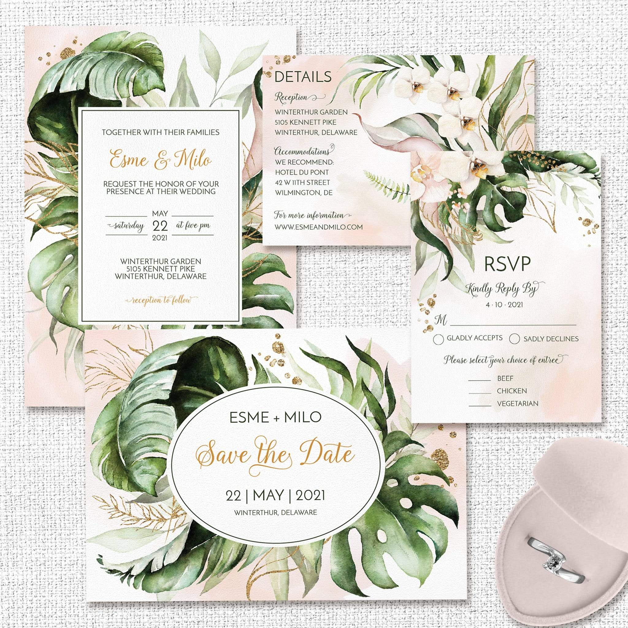 Loblolly Creative Digital Template Modern Tropical Wedding Suite