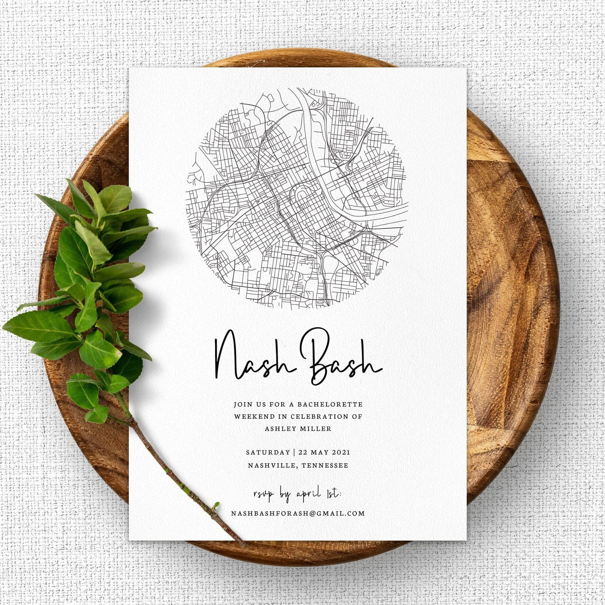 Loblolly Creative Digital Template Nash Bash Bachelorette Party Invitation