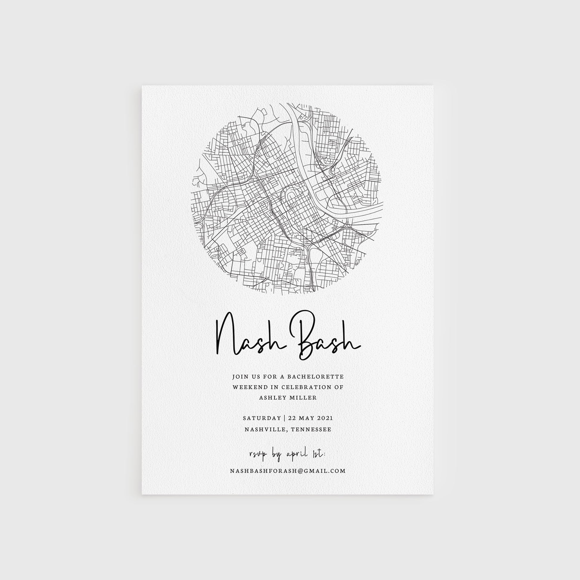 Loblolly Creative Digital Template Nash Bash Bachelorette Party Invitation