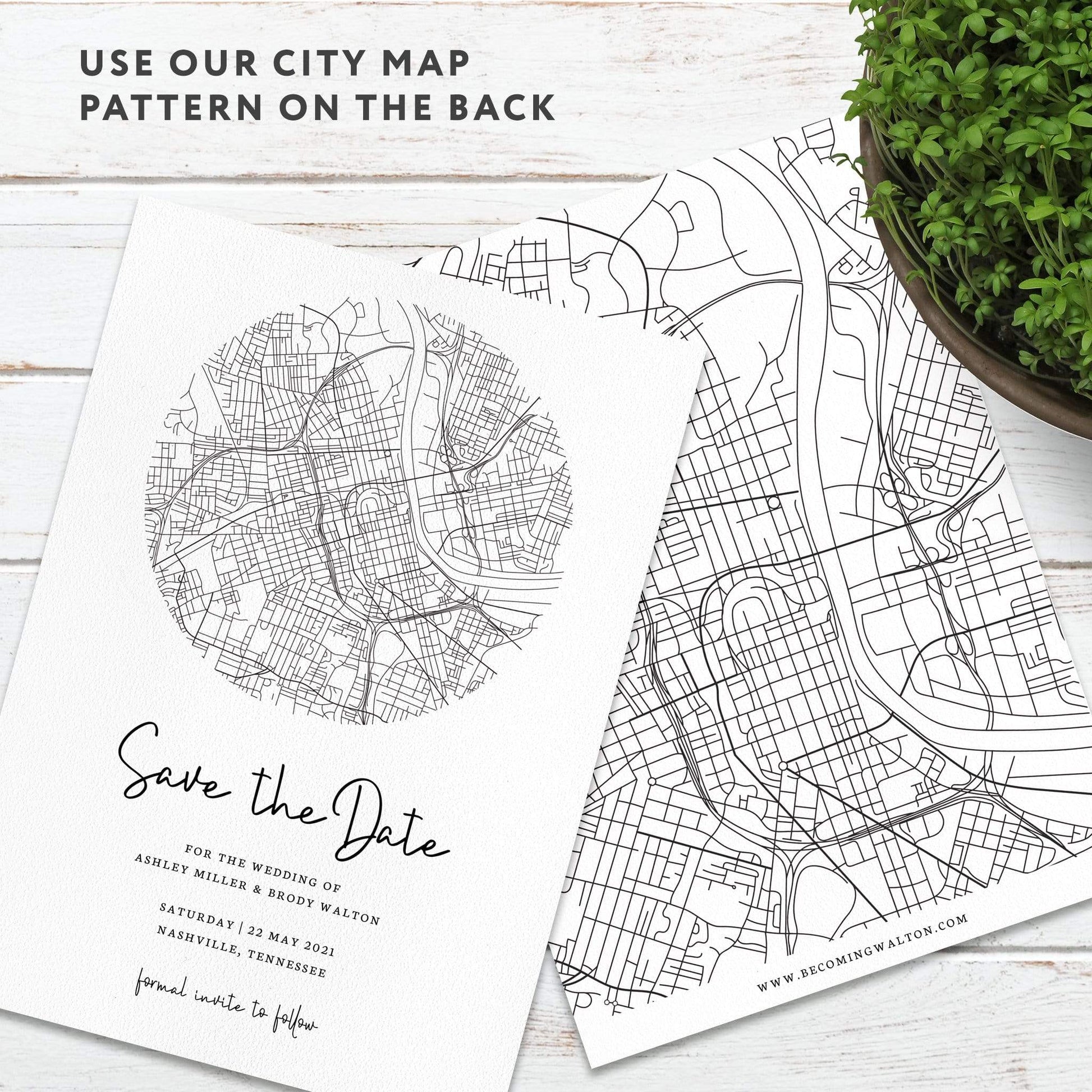 Loblolly Creative Digital Template Nashville City Map Save the Date