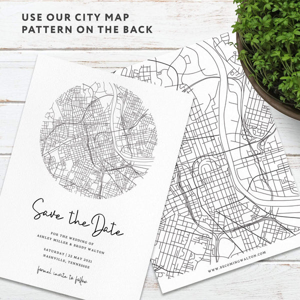 Loblolly Creative Digital Template Nashville City Map Save the Date