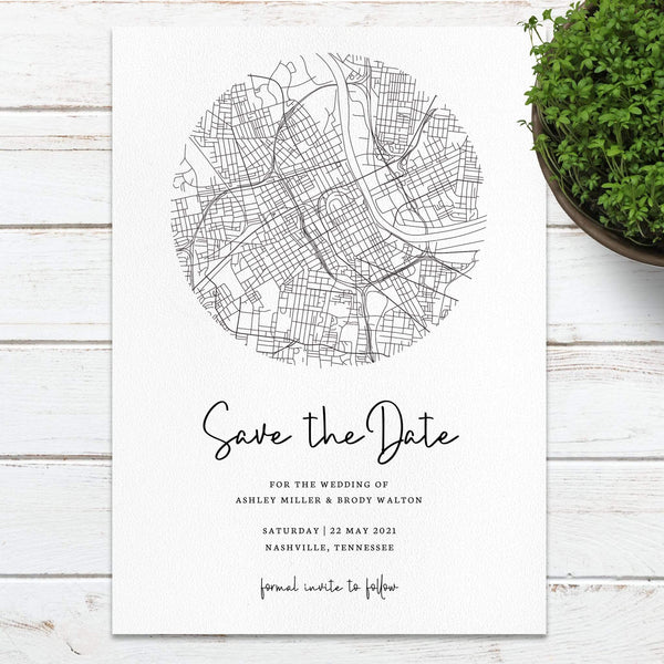 Loblolly Creative Digital Template Nashville City Map Save the Date