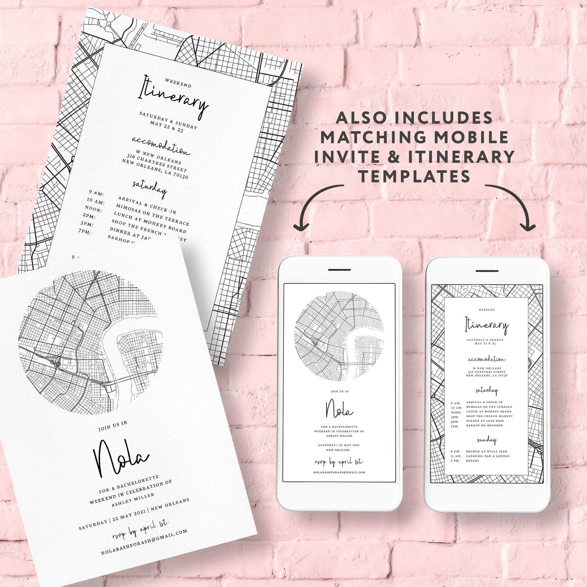 Loblolly Creative Digital Template New Orleans Bachelorette Party Invitation