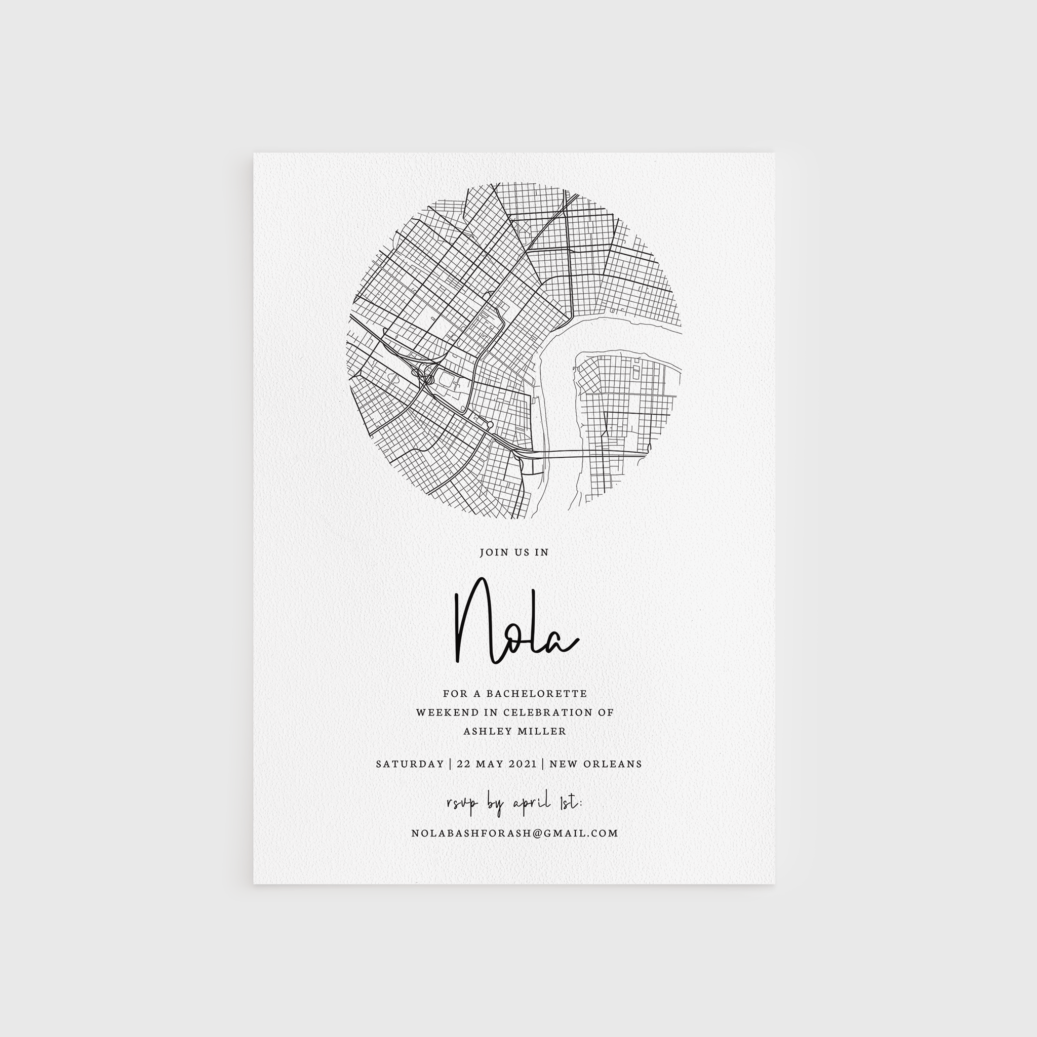 Loblolly Creative Digital Template New Orleans Bachelorette Party Invitation