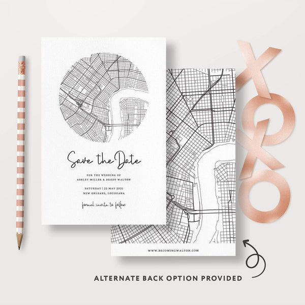 Loblolly Creative Digital Template New Orleans City Map Save the Date