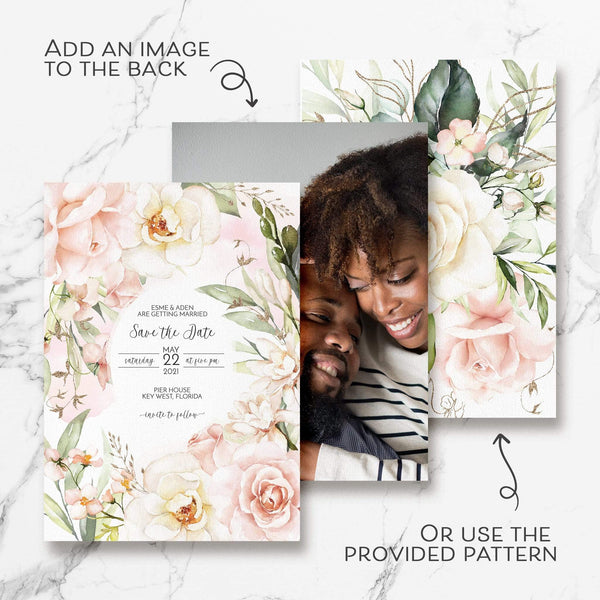Loblolly Creative Digital Template Romantic Roses Save the Date Card