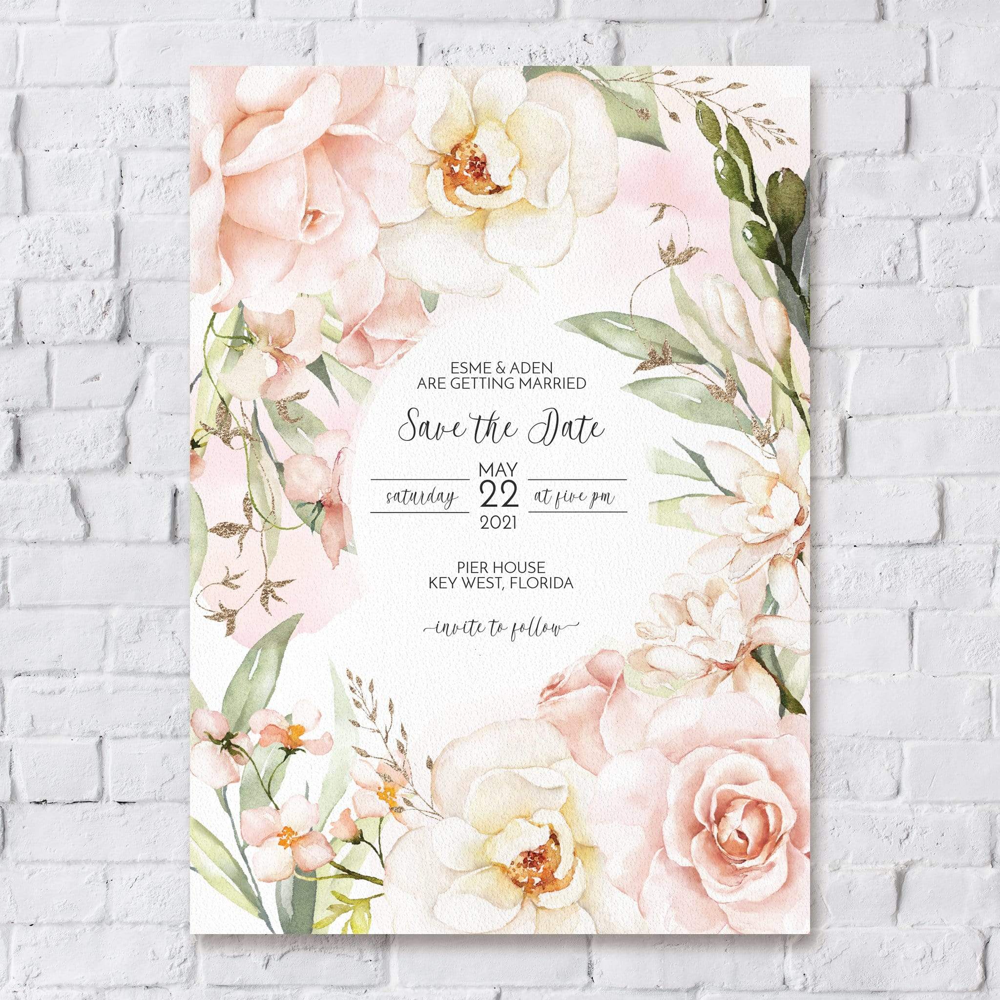 Loblolly Creative Digital Template Romantic Roses Save the Date Card