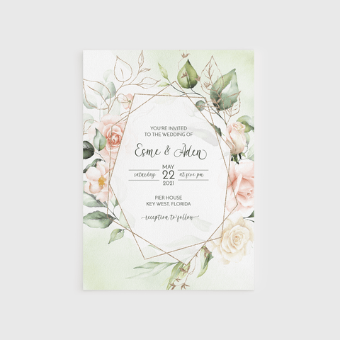 Loblolly Creative Digital Template Romantic Roses Wedding Invitation