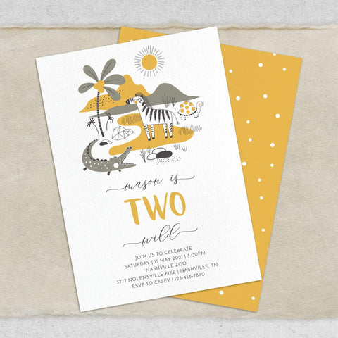 Loblolly Creative Digital Template Safari Two Wild Birthday Invitation