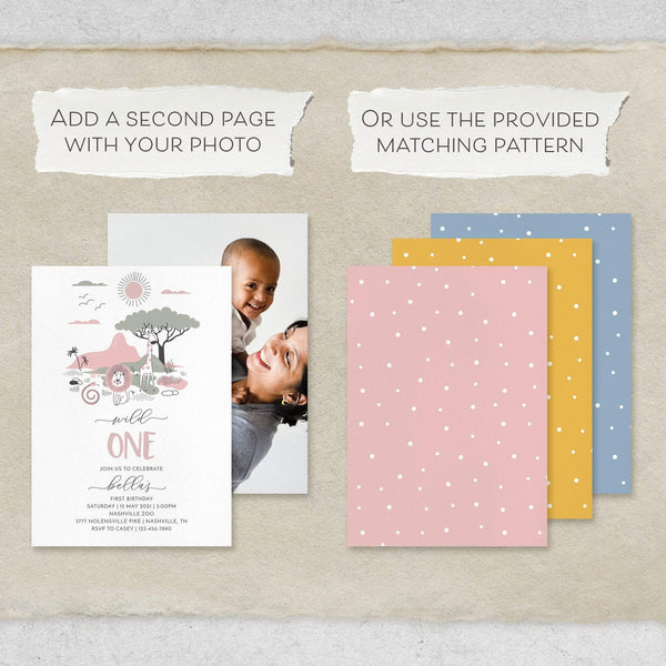 Loblolly Creative Digital Template Safari Wild One Birthday Invitation
