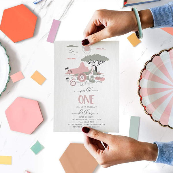 Loblolly Creative Digital Template Safari Wild One Birthday Invitation