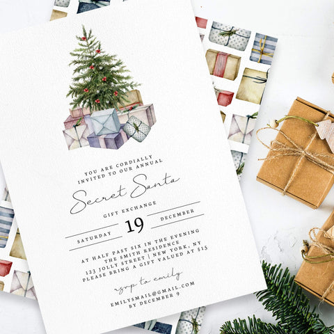 Loblolly Creative Digital Template Secret Santa Gift Exchange Invitation