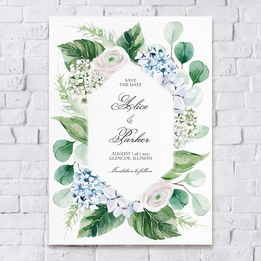 Loblolly Creative Digital Template Spring Floral Hydrangea Save the Date Card