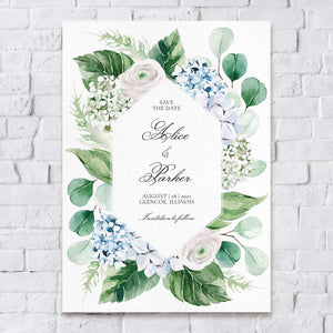 Loblolly Creative Digital Template Spring Floral Hydrangea Save the Date Card