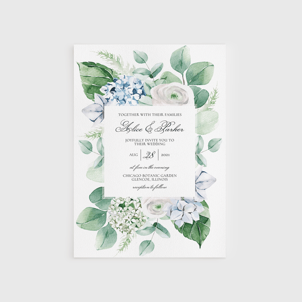 Loblolly Creative Digital Template Spring Floral Hydrangea Wedding Invitation