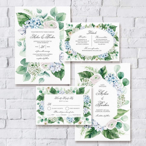 Loblolly Creative Digital Template Spring Floral Hydrangea Wedding Suite
