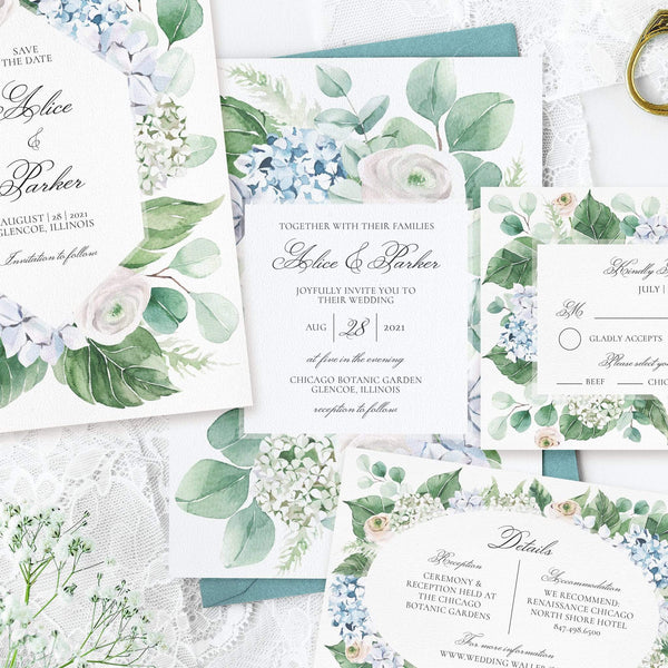 Loblolly Creative Digital Template Spring Floral Hydrangea Wedding Suite
