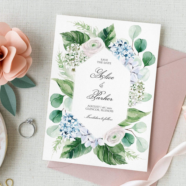 Loblolly Creative Digital Template Spring Floral Hydrangea Wedding Suite