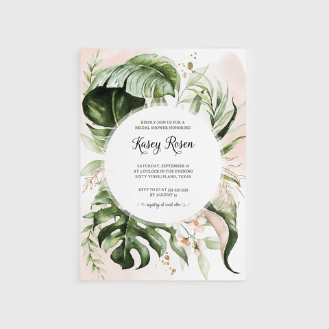Loblolly Creative Digital Template Tropical Greenery Bridal Shower Invitation
