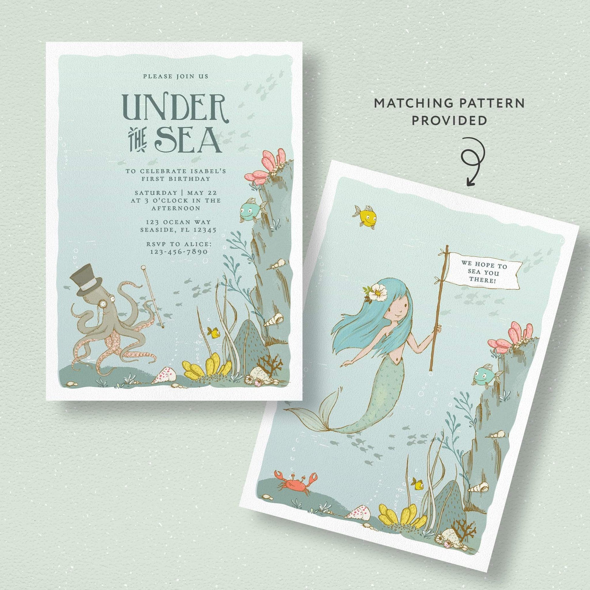 Loblolly Creative Digital Template Under the Sea Birthday Invitation