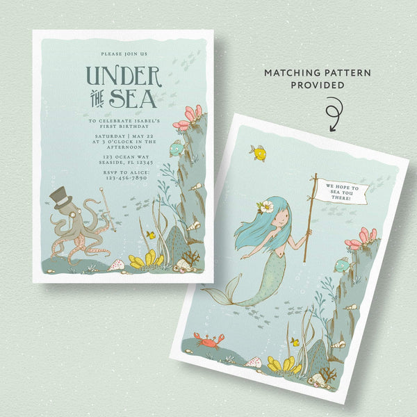 Loblolly Creative Digital Template Under the Sea Birthday Invitation