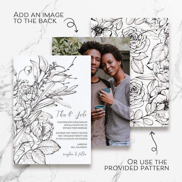 Loblolly Creative Digital Template Vintage Ink Floral Wedding Suite