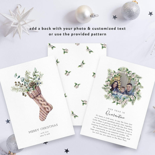 Loblolly Creative Digital Template Watercolor Christmas Card, Set of 4