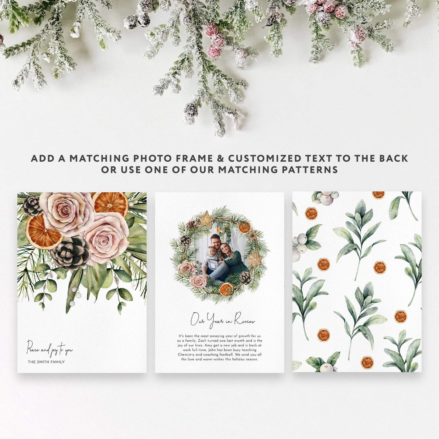 Loblolly Creative Digital Template Watercolor Holiday Floral Card, Set of 4