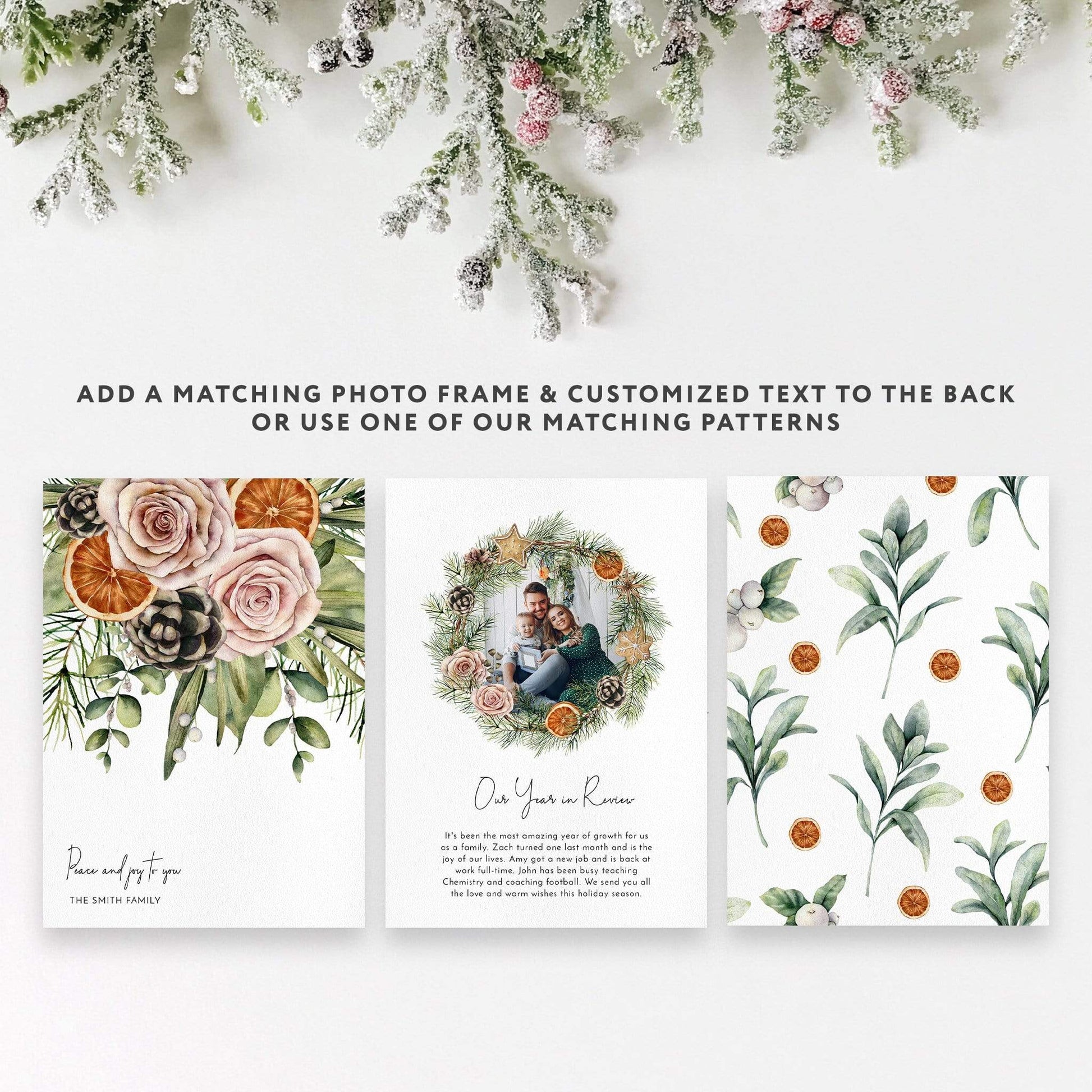 Loblolly Creative Digital Template Watercolor Holiday Floral Card, Set of 4