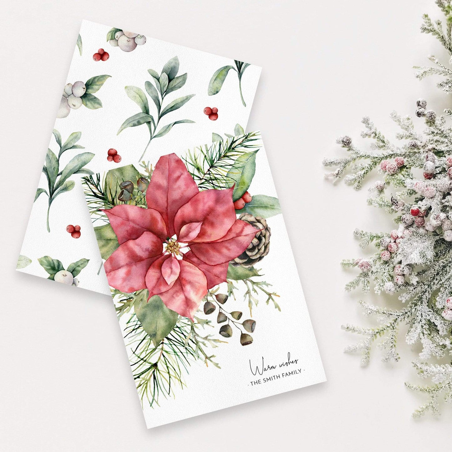 Loblolly Creative Digital Template Watercolor Holiday Floral Card, Set of 4