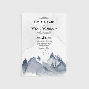 Loblolly Creative Digital Template Watercolor Mountains Wedding Invitation