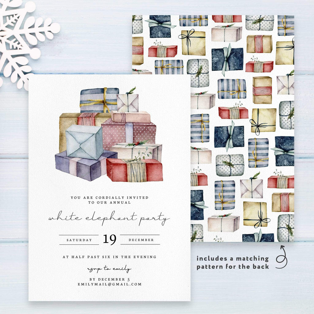 Free White Elephant Gift Exchange Holiday Party Communication Templates