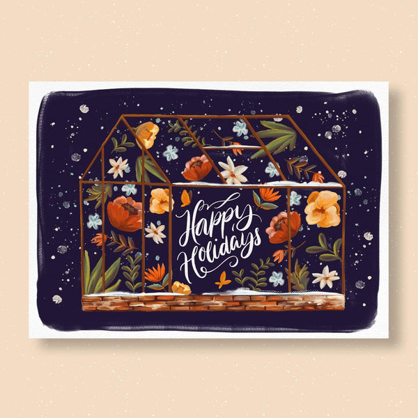 Loblolly Creative Digital Template Winter Botanical Happy Holidays Card